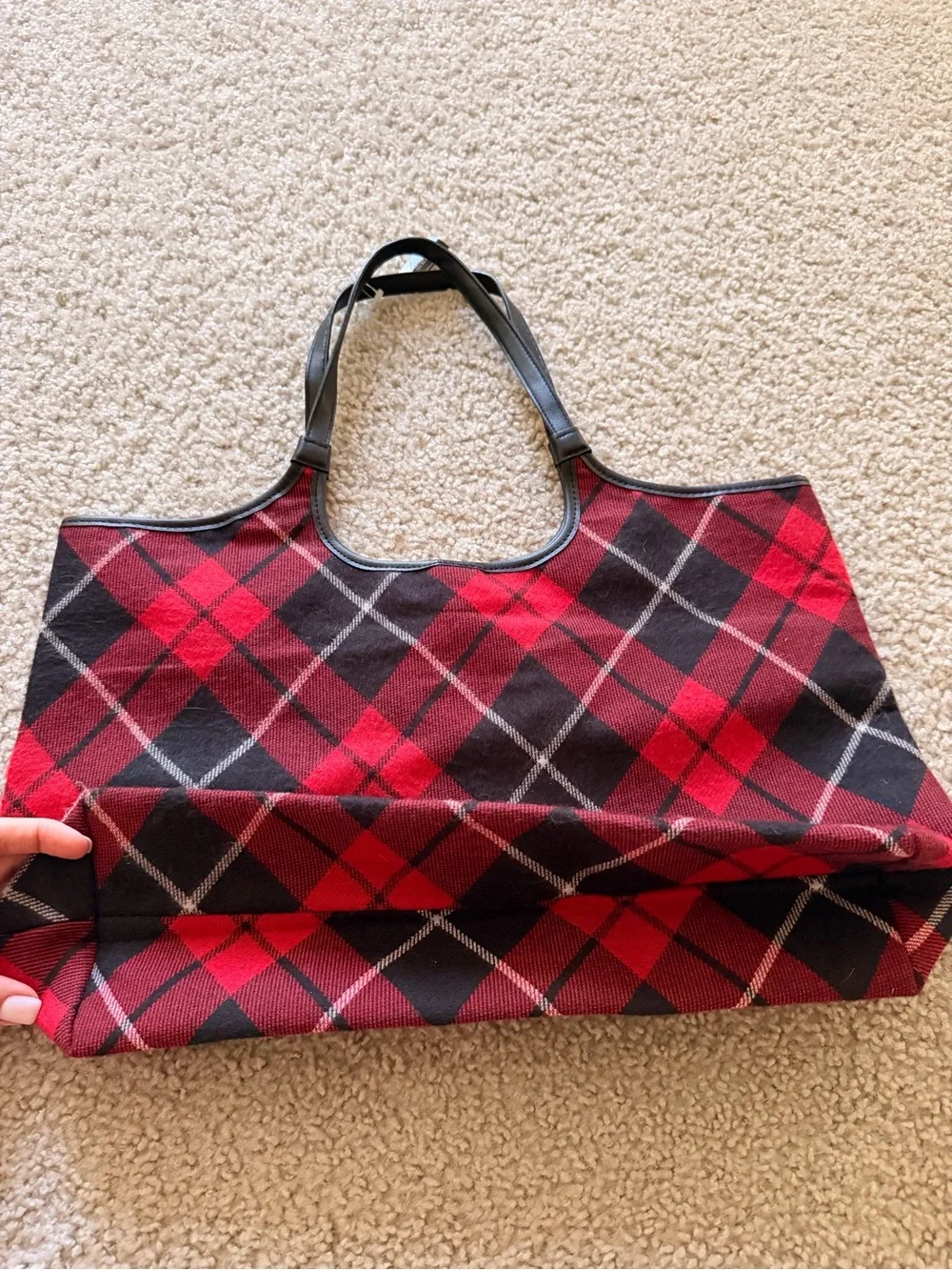 Victoria's Secret Red and Black Plaid Tote